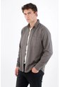 Tennis Camisa Regular Fit Con Botones Efecto Madera De Algodón Gris Topo Para Hombre de Tennis