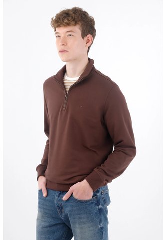 Tennis Buzo Regular Fit Con Cremallera En Algodón Café Para Hombre Tennis