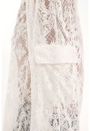 Tennis Pantalón Wide Leg Crudo En Encaje Para Mujer