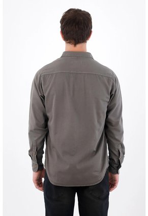 Tennis Camisa Regular Fit Con Botones Efecto Madera De Algodón Gris Topo Para Hombre