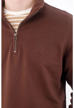 Tennis Buzo Regular Fit Con Cremallera En Algodón Café Para Hombre
