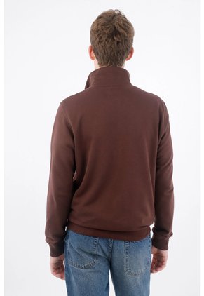 Tennis Buzo Regular Fit Con Cremallera En Algodón Café Para Hombre
