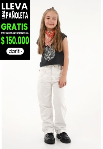Jean Recto Crudo Con Apliques Para Niña Tennis
