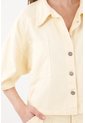 Tennis Camisa Corta Con Ajuste Amplio Y Botones Metálicos En Algodón Amarillo Para Mujer de Tennis