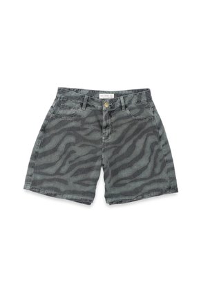 Tennis Bermuda Fit Relajado Con Estampado Cebra Verde Para Mujer