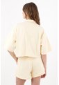 Tennis Camisa Corta Con Ajuste Amplio Y Botones Metálicos En Algodón Amarillo Para Mujer de Tennis
