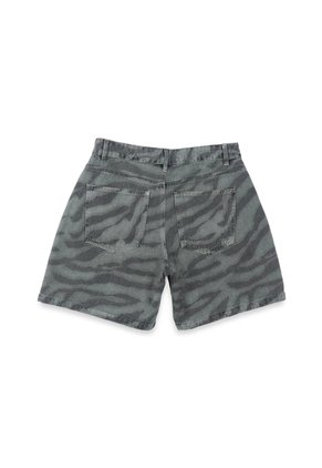 Tennis Bermuda Fit Relajado Con Estampado Cebra Verde Para Mujer
