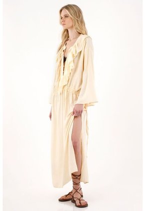 Vestido Largo Con Escote En V Amarillo Para Mujer