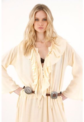 Vestido Largo Con Escote En V Amarillo Para Mujer