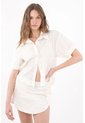 Tennis Camisa Relaxed Fit Con Bordado Floral Tonal En Algodón Blanco Para Mujer de Tennis