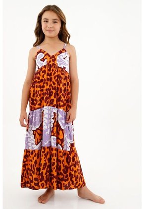 Vestido Largo Estampado Para Niña