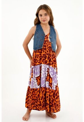 Vestido Largo Estampado Para Niña