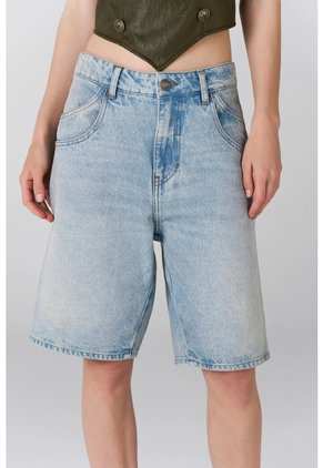 Tennis Bermuda Amplia De Tiro Corto En Denim Para Mujer