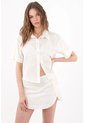 Tennis Camisa Relaxed Fit Con Bordado Floral Tonal En Algodón Blanco Para Mujer de Tennis