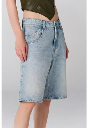 Tennis Bermuda Amplia De Tiro Corto En Denim Para Mujer