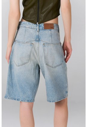 Tennis Bermuda Amplia De Tiro Corto En Denim Para Mujer