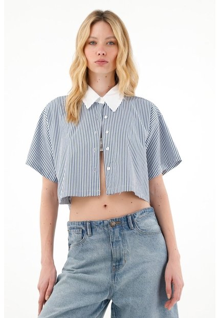 Tennis Camisa Crop Con Estampado A Rayas Para Mujer