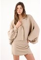 Tennis Camisa Oversize Con Mangas Abullonadas En Beige Para Mujer de Tennis