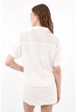 Tennis Camisa Relaxed Fit Con Bordado Floral Tonal En Algodón Blanco Para Mujer de Tennis