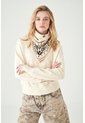 Tennis Buzo Relaxed Fit Con Hombro Caído Y Rib Ancho En Algodón Crema Para Mujer de Tennis