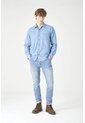 Tennis Camisa Manga Larga Corte Recto Con Botones Contrastados En Algodón Azul Claro Para Hombre de Tennis