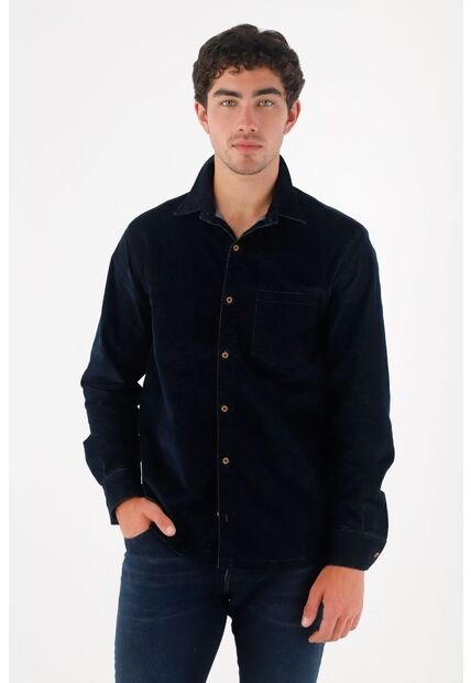 Tennis Camisa Clásica De Tacto Suave Azul Para Hombre