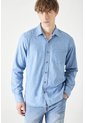 Tennis Camisa Manga Larga Corte Recto Con Botones Contrastados En Algodón Azul Claro Para Hombre de Tennis