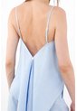 Tennis Top Holgado Con Bajo Asimétrico De Lino Azul Claro Para Mujer de Tennis