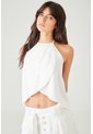 Tennis Camisa Suelta Con Cruce Pétalo En Blanco Para Mujer de Tennis