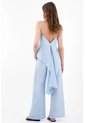 Tennis Top Holgado Con Bajo Asimétrico De Lino Azul Claro Para Mujer de Tennis