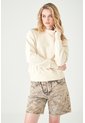 Tennis Buzo Relaxed Fit Con Hombro Caído Y Rib Ancho En Algodón Crema Para Mujer de Tennis
