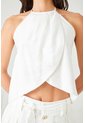 Tennis Camisa Suelta Con Cruce Pétalo En Blanco Para Mujer de Tennis