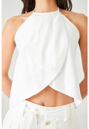 Tennis Camisa Suelta Con Cruce Pétalo En Blanco Para Mujer