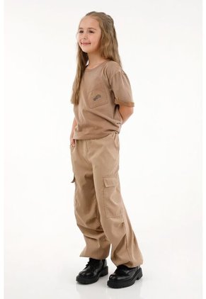 Pantalón Tipo Parachute Crudo Para Niña