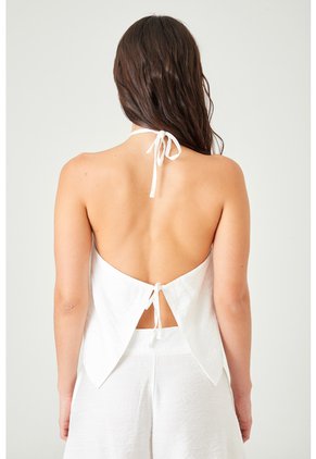 Tennis Camisa Suelta Con Cruce Pétalo En Blanco Para Mujer