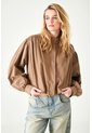 Tennis Camisa Relaxed Fit Con Mangas Globo En Algodón Camel Para Mujer de Tennis