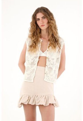 Tennis Falda Corta Efecto Globo En Ruedo Crudo Para Mujer