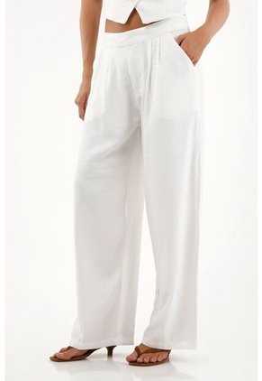 Tennis Pantalón Recto Con Prenses En Frente Crudo Para Mujer