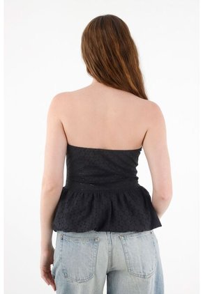 Tennis Camisa Strapless En Encaje Negra Para Mujer