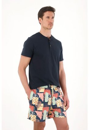 Tennis Pantaloneta De Baño Con Estampado Abstracto Multicolor Para Hombre