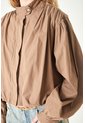 Tennis Camisa Relaxed Fit Con Mangas Globo En Algodón Camel Para Mujer de Tennis