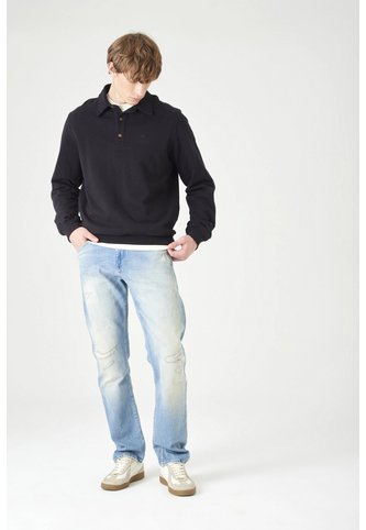Tennis Buzo Corte Recto Con Cuello Polo En Algodón Negro Para Hombre Tennis