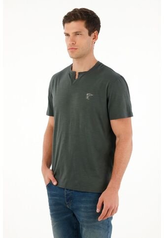 Tennis Camiseta Azul Con Bordado Decorativo Para Hombre Tennis