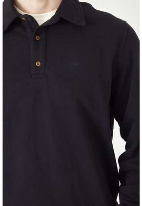 Tennis Buzo Corte Recto Con Cuello Polo En Algodón Negro Para Hombre
