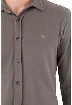 Tennis Camisa Clásica En Tejido De Punto Gris Para Hombre