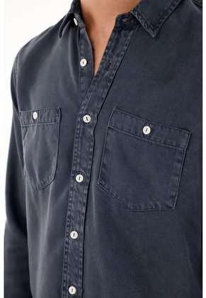 Tennis Camisa Clásica Manga Larga Azul Para Hombre