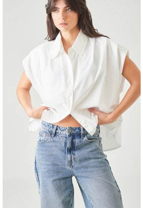 Tennis Camisa Boxy Con Hombros Caídos En Algodón Blanco Para Mujer