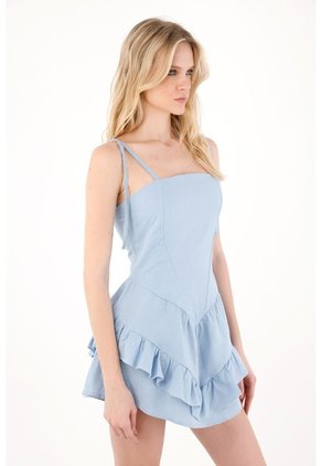 Tennis Vestido Corto Tipo Corsé Azul Para Mujer