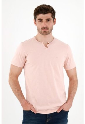 Camiseta Rosado Manga Corta Para Hombre