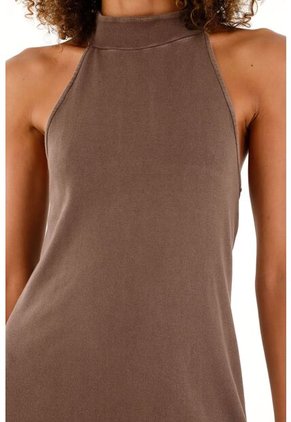 Tennis Vestido Café Largo En Rib Para Mujer